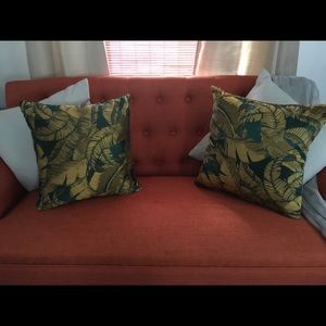 Gold leaf accent pillows